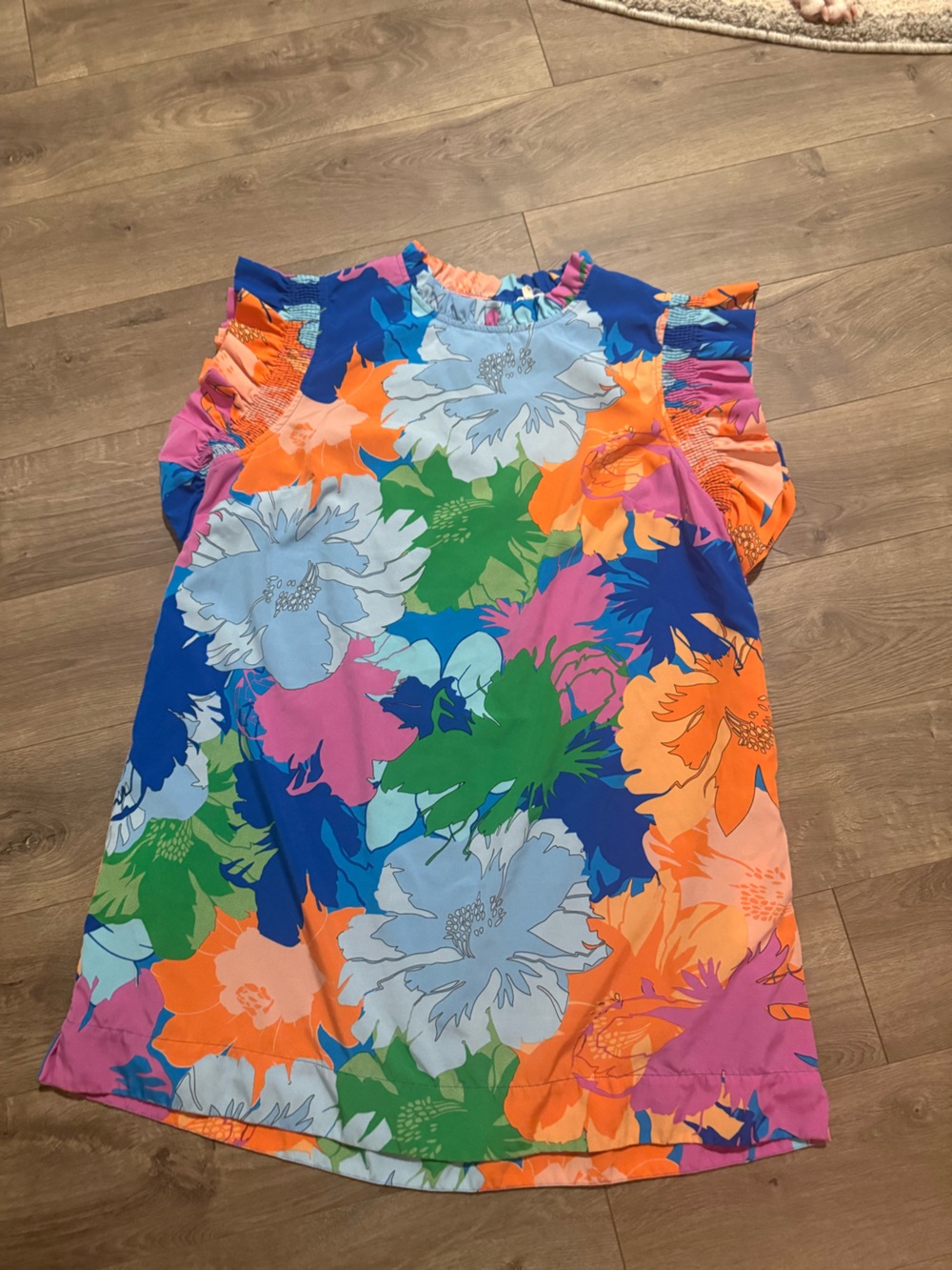 JODIFL Multicolor Floral Shift Dress - Blue, Orange, Pink, Green